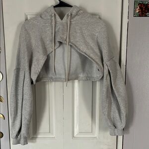 POPFLEX Light Gray Cropped Hoodie
